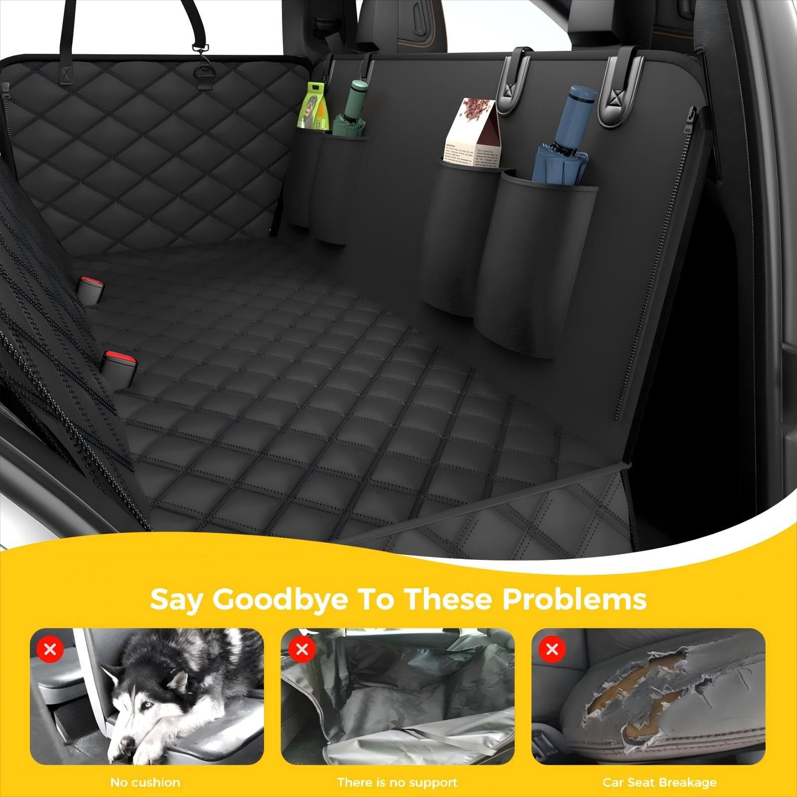 Dog Car Seat Cover For Back Seat, Waterproof Scratch Proof Nonslip Seat Cover,Duty Scratch Soft Dog Hammock For Car For Cars Trucks And SUVs Black - Image 2