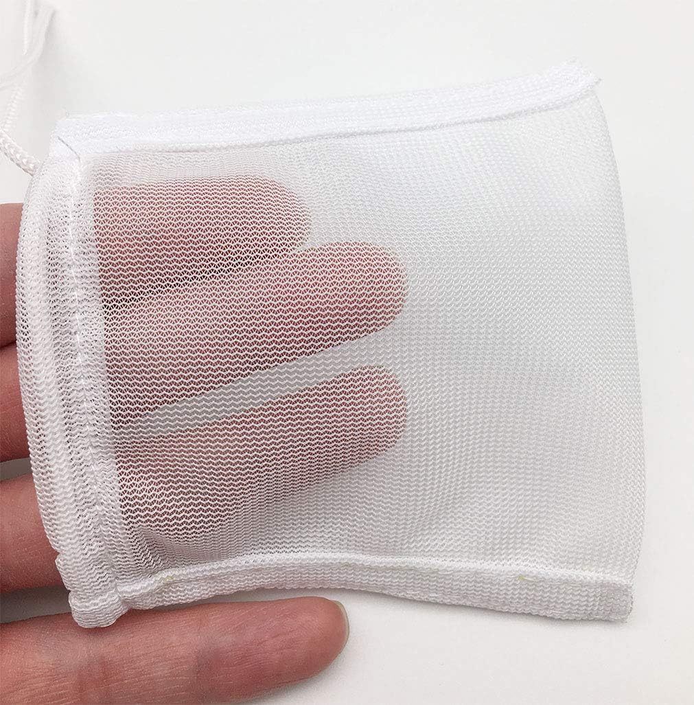 Fish Tank Small Sized Filter Bags, 6 Pack High Flow Bags 3 By 4 Inches Aquarium Filter Media Mesh Bags With Nylon Drawstrings,White - Image 5